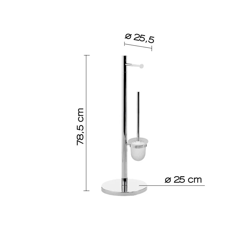 Dettaglio scopino WC con tazza in vetro satinato estraibile – piantana Tracy