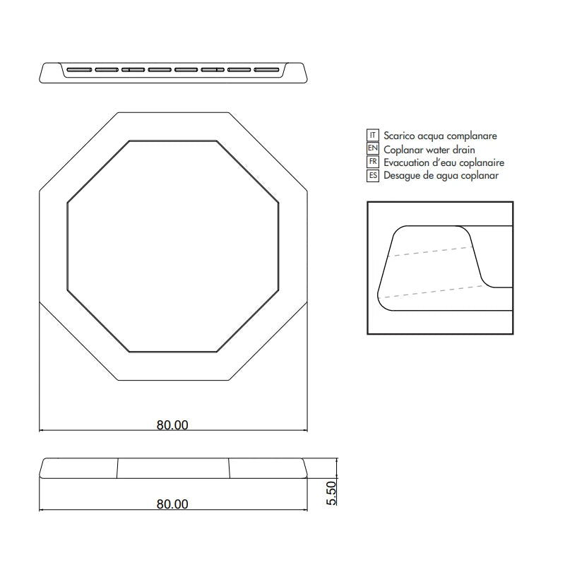 piatto doccia con scarico complanare 1 pollice