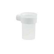 Portaspazzolini Pirenei Gedy bianco matt con bicchiere in vetro satinato