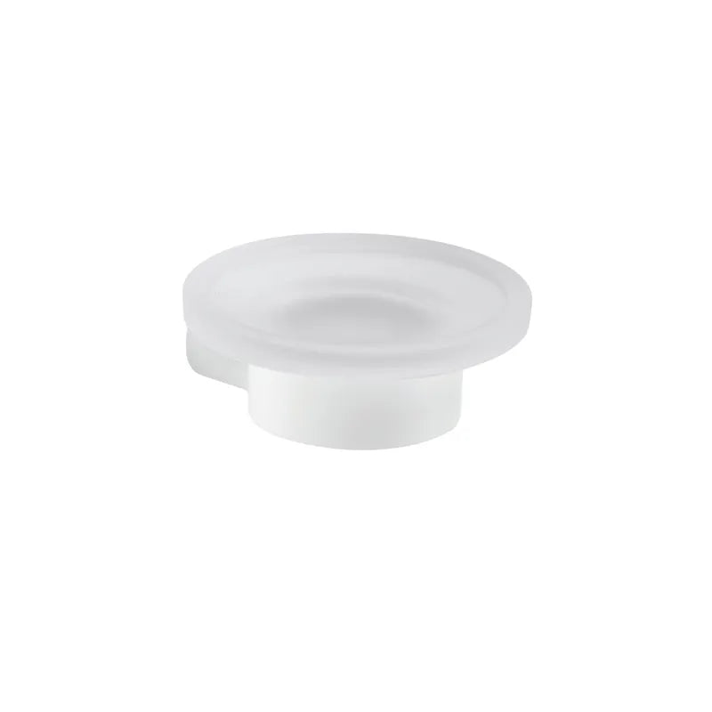 Portasapone Pirenei Gedy bianco matt con piatto in vetro satinato