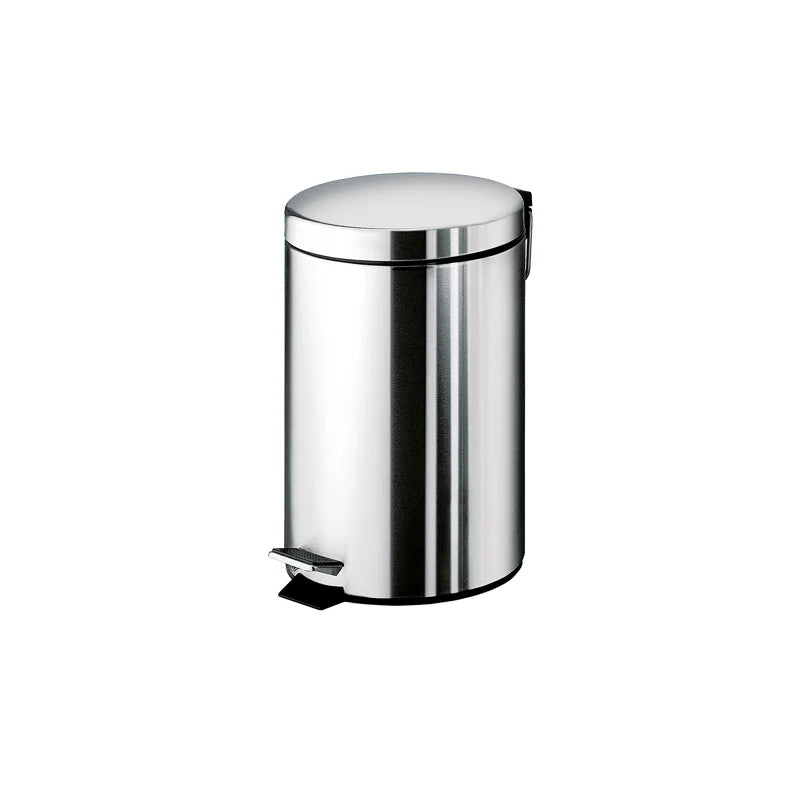 Portarifiuti bagno tondo 3L in acciaio inox lucido