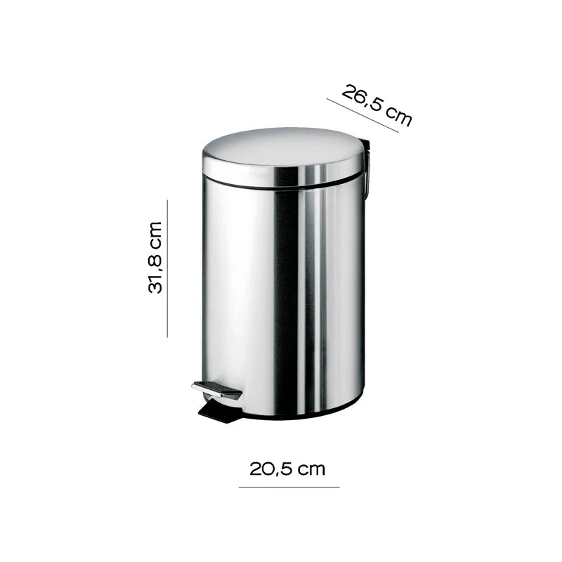Portarifiuti bagno tondo 7L acciaio inox lucido con pedale - Gedy