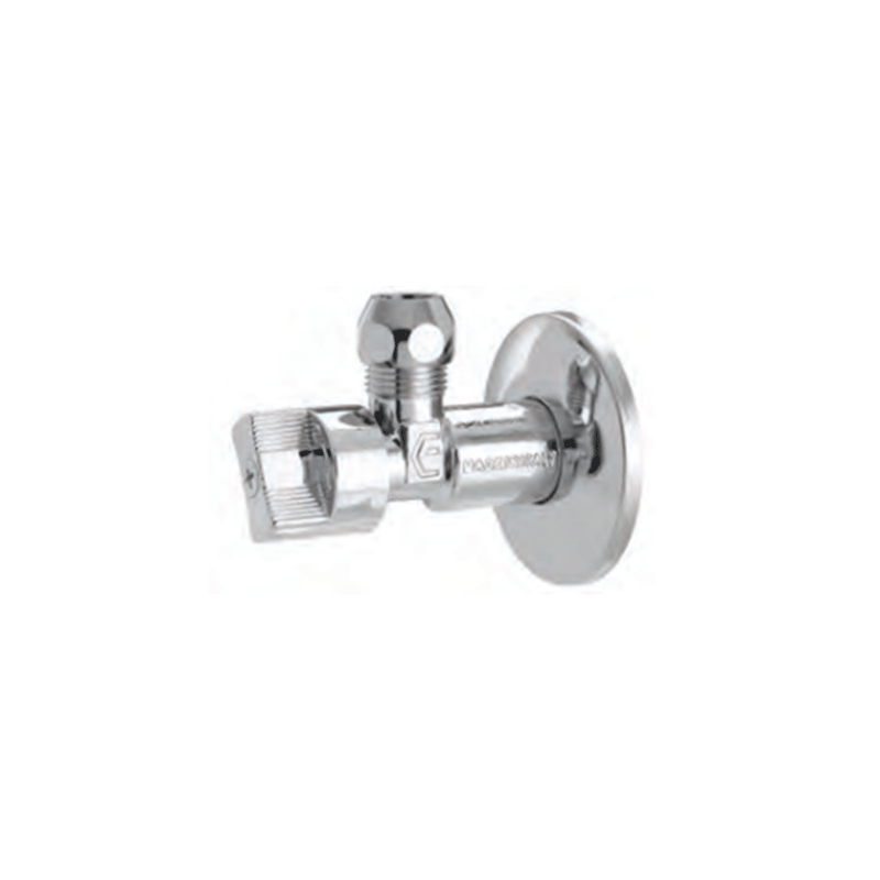 Rubinetto d’arresto a squadra 1/2"x10 con rosone TWISTER – cromato – con levetta

