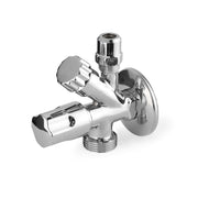 Rubinetto lavatrice combinato con dado conico basso – attacchi 1/2 x 3/4 – rosone inox