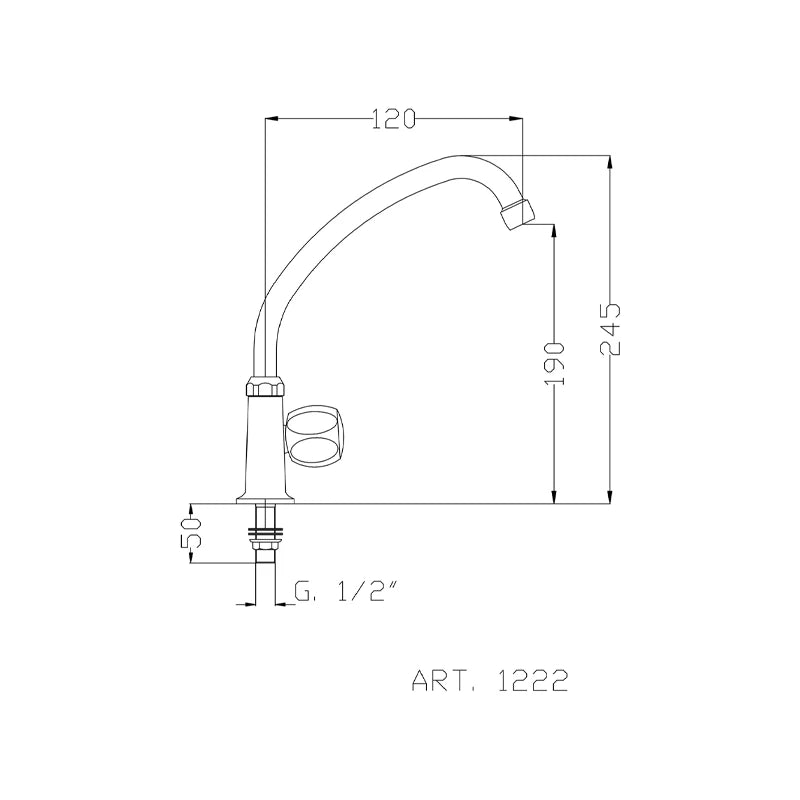 rubinetto alto solo freddo canna j cromato

