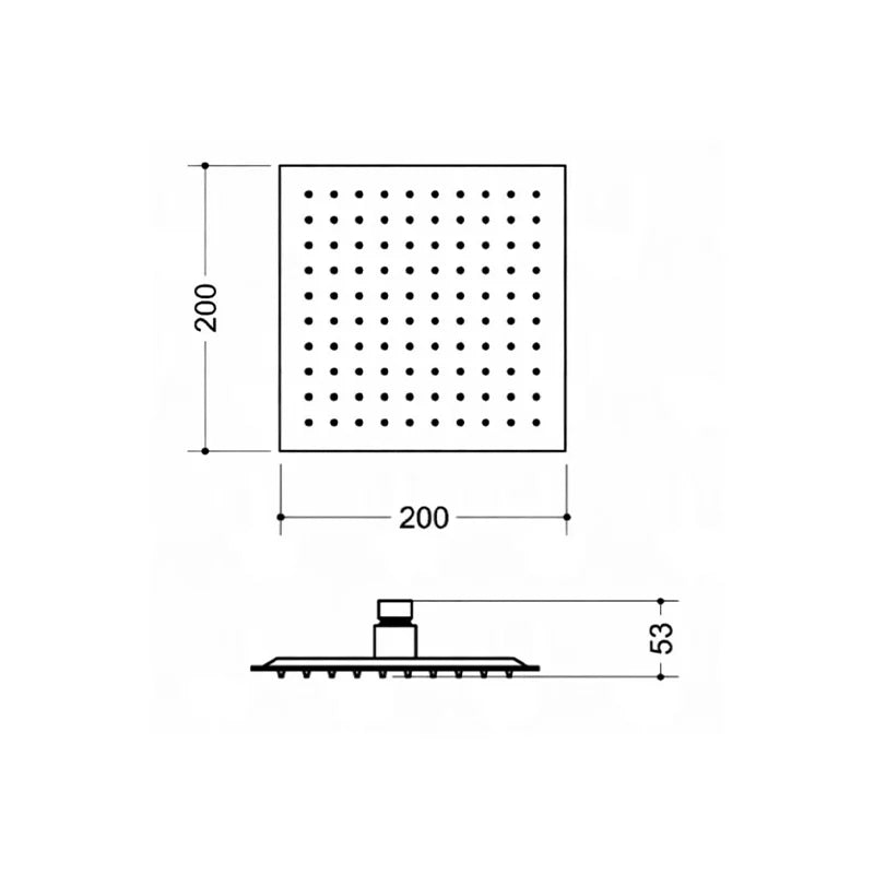 Soffione a soffitto anticalcare in acciaio AISI 304