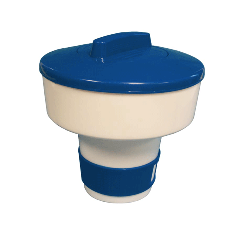 Dosatore galleggiante bianco e blu per pastiglie 200 g – con regolatore e fissaggio scala