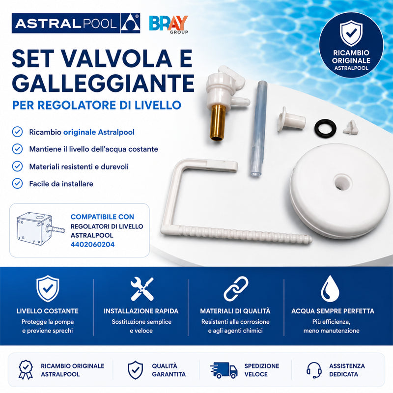 Set Valvola E Galleggiante Per Regolatore Di Livello Astralpool 4402060204