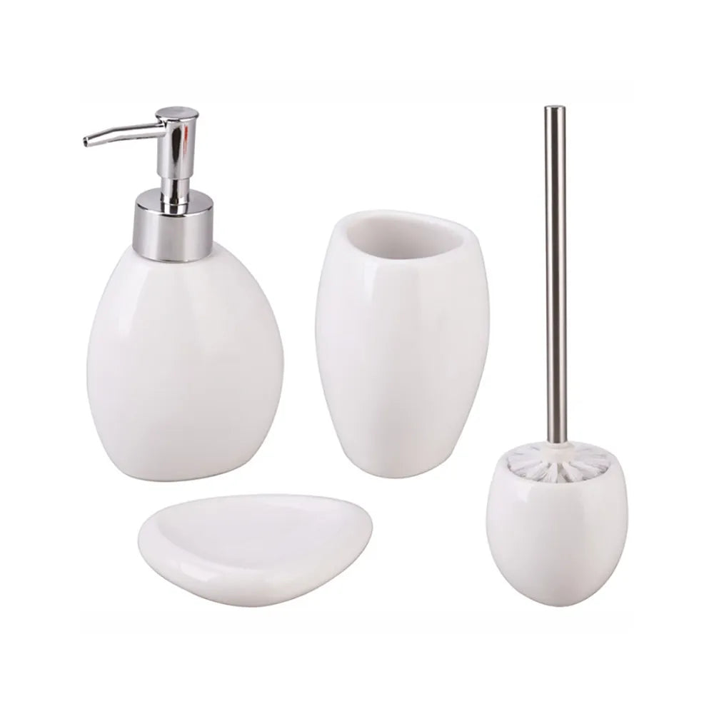 Set bagno Acqua con dispenser, portasapone, portaspazzolino e portascopino