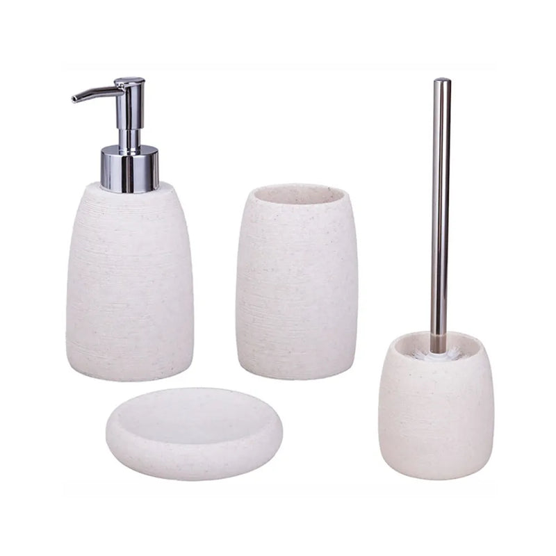 Set accessori bagno 4 pezzi Aria in resina bianco pietra