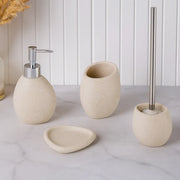 Set accessori bagno Oceano 4 pezzi in resina sabbia