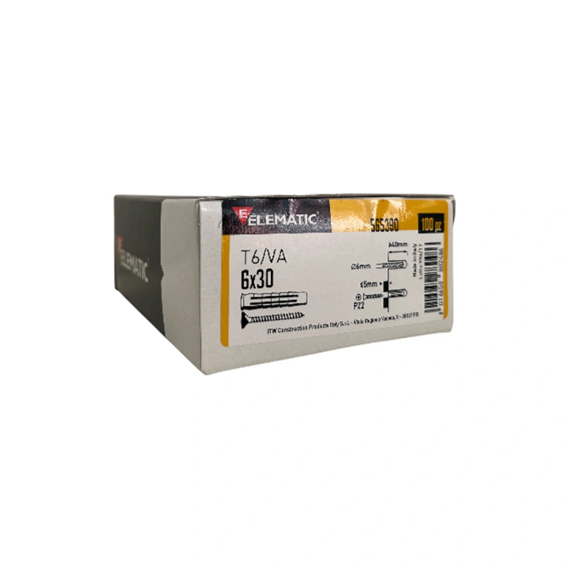 tassello con vite per fissaggi leggeri 6 mm