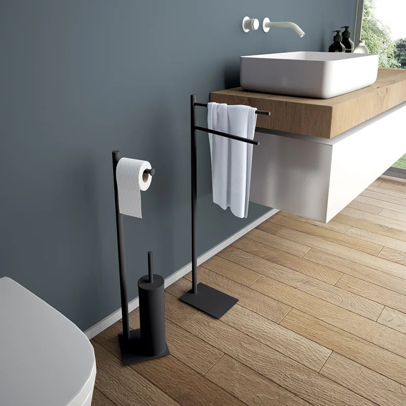 Piantana bagno in acciaio inox finitura nero opaco