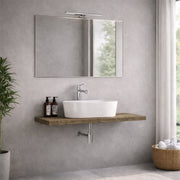Mensola Bagno 100 cm in Legno Massello con Lavabo da Appoggio e Specchio
