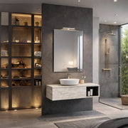 Mobile Bagno Sospeso 100 cm con Lavabo da Appoggio, Specchio 120 cm e Top Olmo Bianco