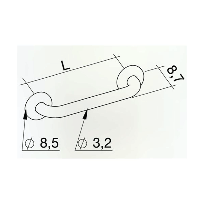 Corrimano lineare in acciaio laccato bianco K Design con supporti in acciaio inox – disponibile da 30 a 100 cm
