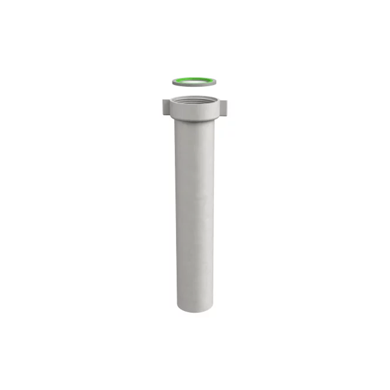 Prolunga frangiata in plastica bianca 1"1/2 x Ø40 x 200 mm con ghiera e guarnizione piana