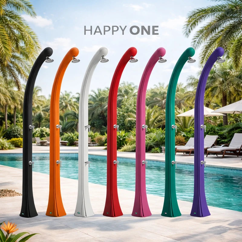 Doccia solare da giardino Happy One F120 con lavapiedi e serbatoio 23 litri