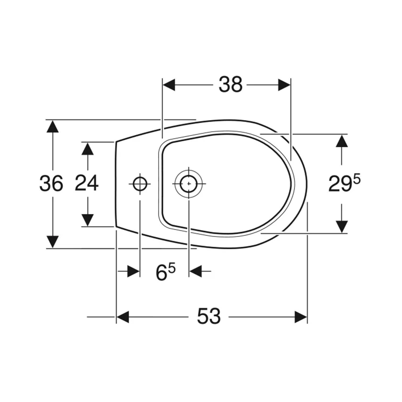 Bidet sospeso Geberit Colibrì in vetrochina bianca – 36x35x53 cm