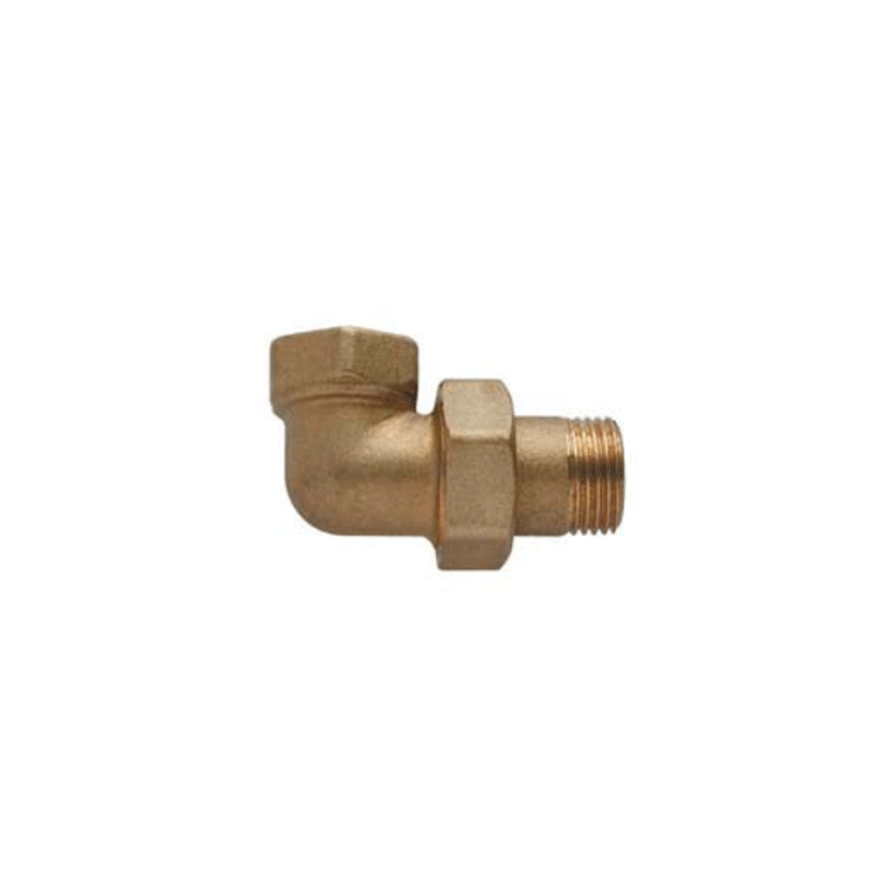Raccordo 3 pezzi curvo giallo con O-Ring – snodato a 90° in ottone grezzo per impianti idraulici