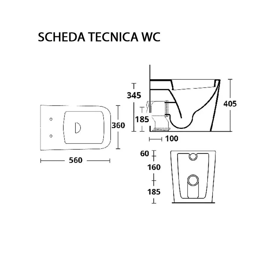 Coppia sanitari FUJI WC filo parete con sedile slim soft close e bidet Althea