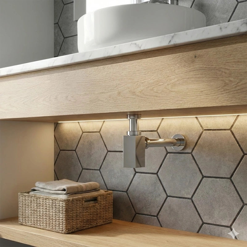 sifone bagno quadrato a vista design