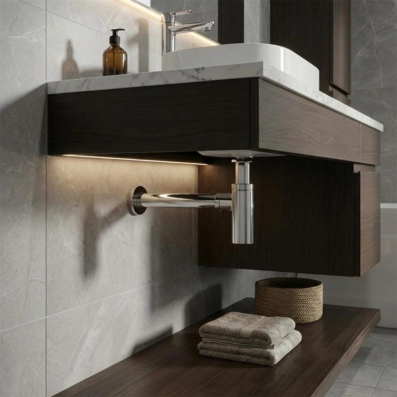 sifone lavabo a vista ottone design moderno