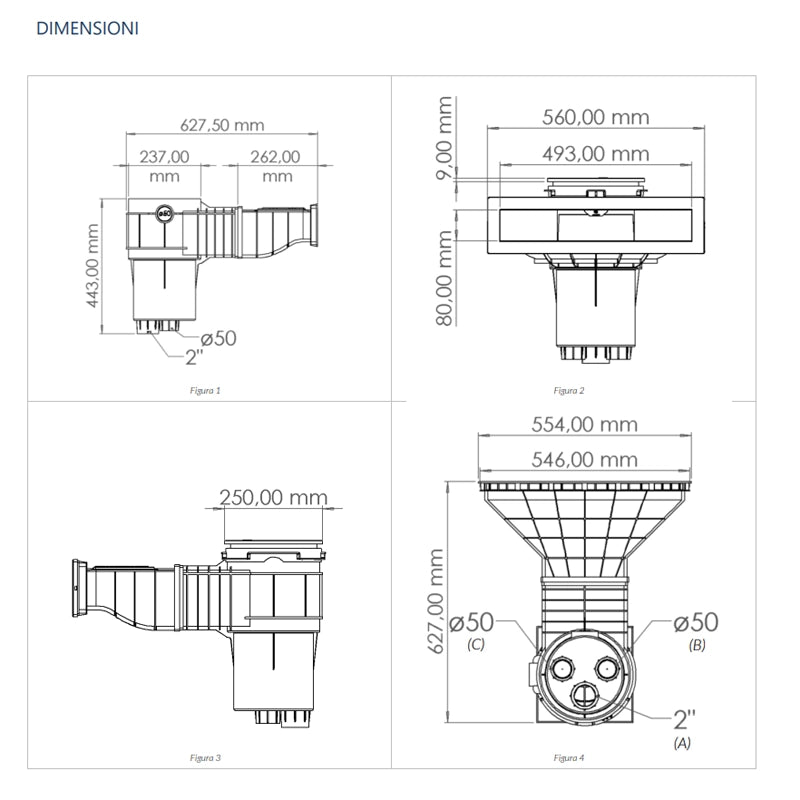 skimmer piscina attacco 2 pollici