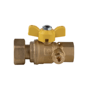 Valvola a sfera gas diritta post-contatore con girello 3/4"x1" e presa pressione di sicurezza