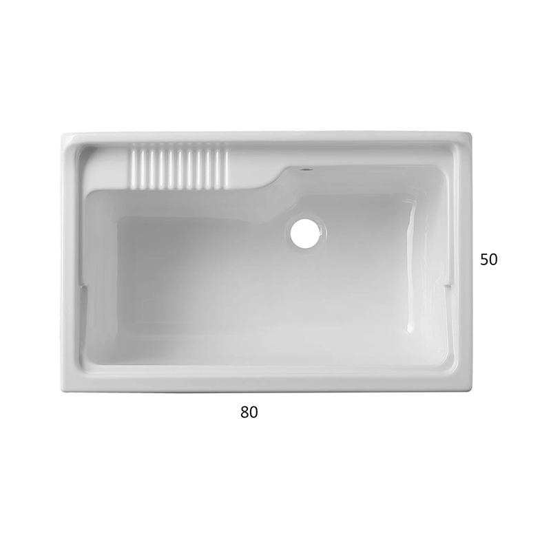 Lavatoio Junior in PVC effetto rovere sbiancato 80x50 cm con 2 ante e vasca in polipropilene – uso interno/esterno